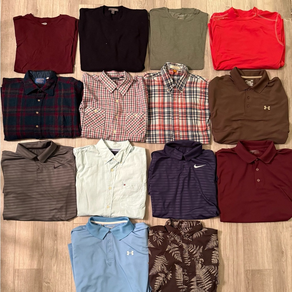 $5 t shirts and flannels/dress shirts